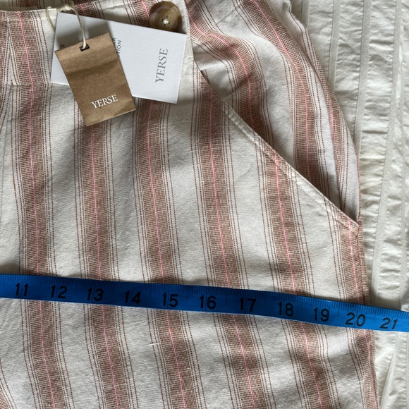 NWT Yerse linen striped wide leg pants high waisted size M trousers - Picture 14 of 16